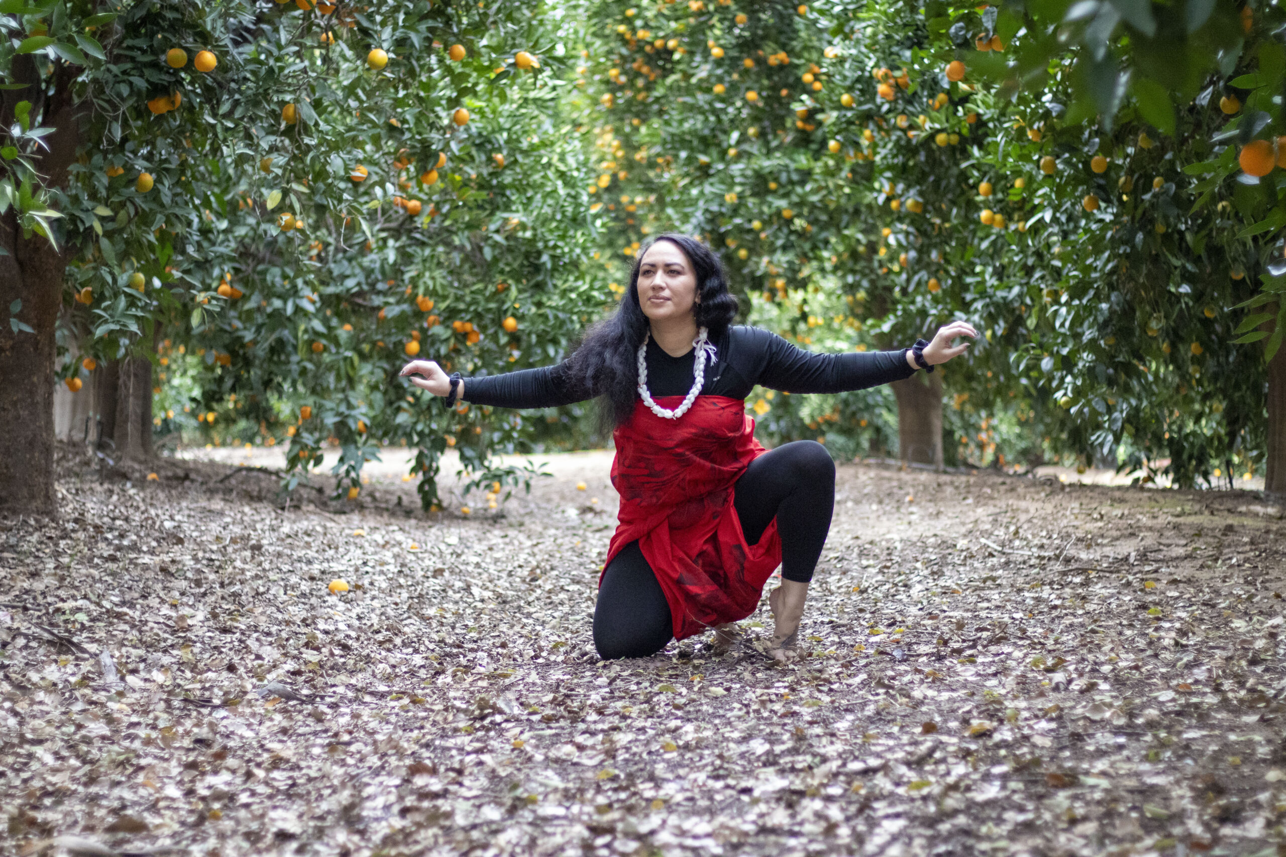 Elaine in orange grove