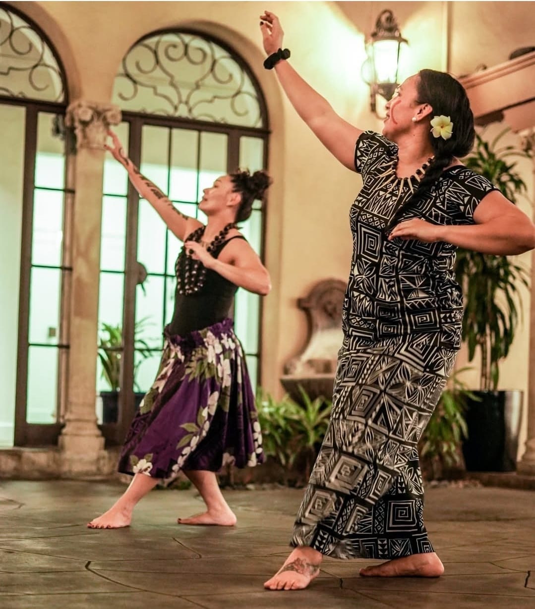 Duo performance in courtyard